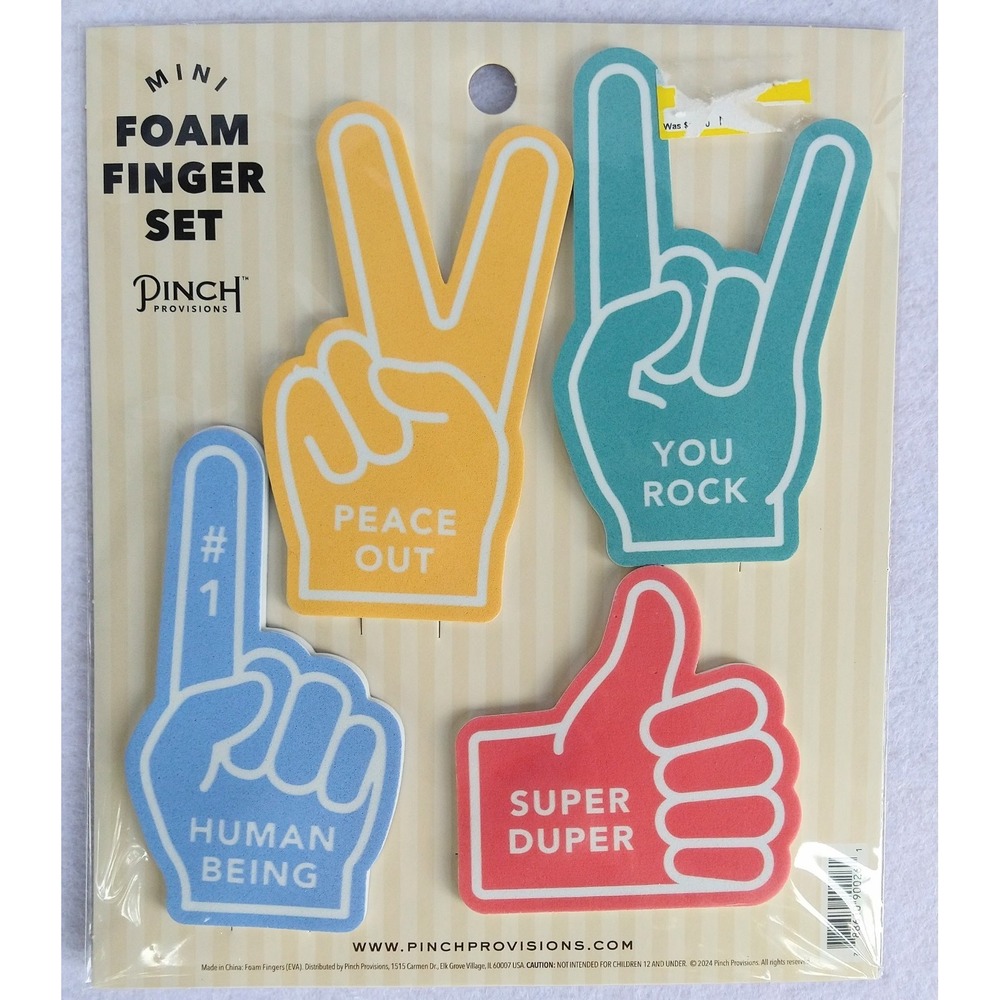 Mini Foam Finger Set Yellow Teal Blue Coral Great for students, teams, parties